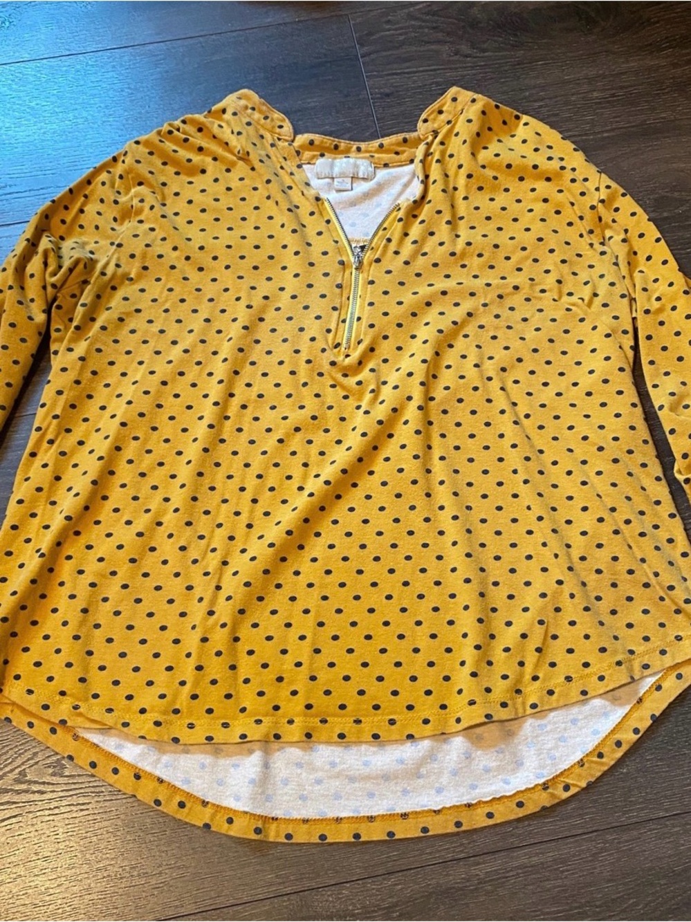Carolyn Taylor Yellow Polka Dot Dress Shirt 3/4 Sleeves - Small